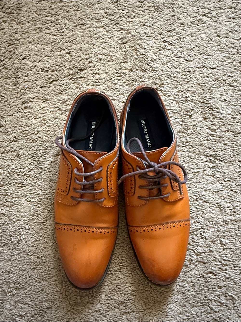 Boys Tan Leather Dress Oxfords